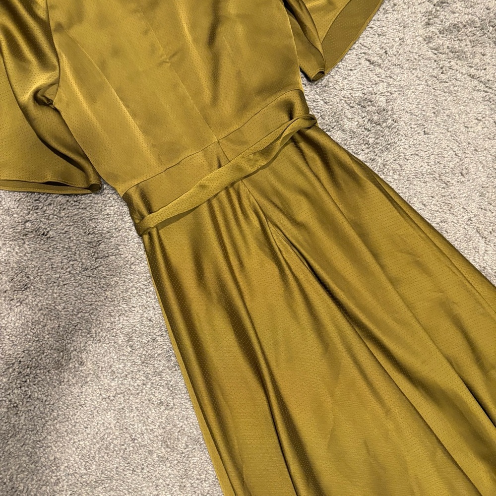 Ted Baker HARIIET Midi Dress In Khaki Green Size 1 / S - Picture 14 of 15